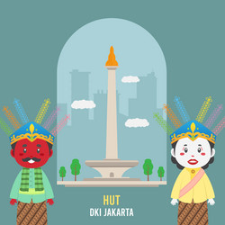 Birthday jakarta greeting card with character vector