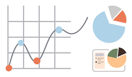 data visualizations featuring line graph pie vector image