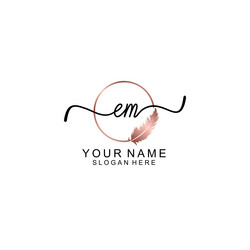 elegant em initial logo with floral handwritten Vector Image