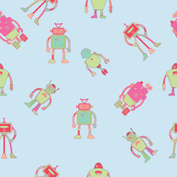 seamless pattern wallpaper design with robots vector image