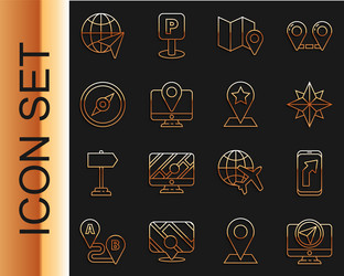 set line monitor with location marker city map vector image