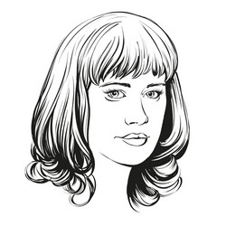 beautiful woman face hand drawn Vector Image
