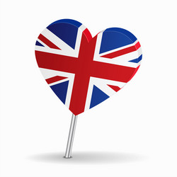 british flag heart-shaped map pointer layout vector image