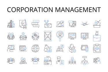 corporation management line icons collection vector