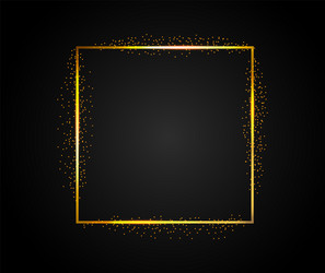Golden rectangular frame with falling shiny dust vector