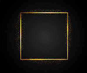 Golden rectangular frame with falling shiny dust vector