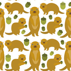 Seamless pattern set of funny gopher ground vector