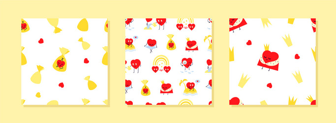 set seamless patterns endless texture vector image