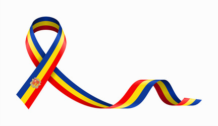 andorran flag stripe ribbon wavy background layout vector image
