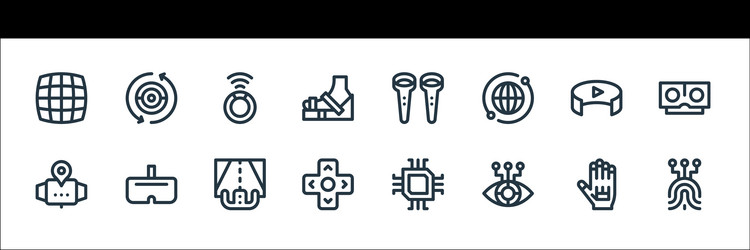 Virtual reality line icons linear set quality vector