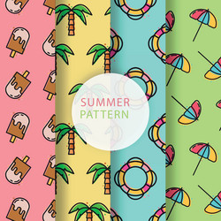 colorful patterns of summer elements in linear vector image