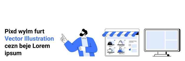 man pointing e-commerce website interface vector image