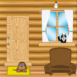 room in wooden house vector