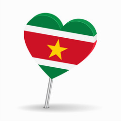 surinamese flag heart-shaped map pointer layout vector image