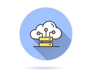 Data center icon with long shadow for graphic vector