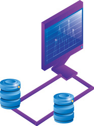 desktop computer with data center disks vector image