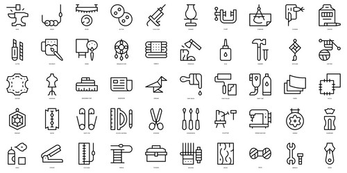 set of thin line diy crafts icons vector