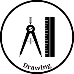 flat design icon of compasses and scale iin ui vector image