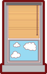 line color window with curtain blind open vector image