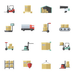 Warehouse flat set Royalty Free Vector Image - VectorStock