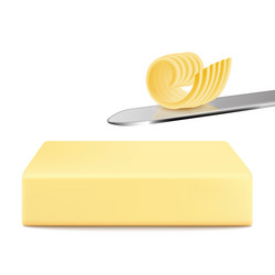 white block butter with single fork curl vector image