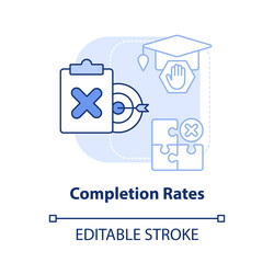 Completion rates blue gradient concept icon Vector Image