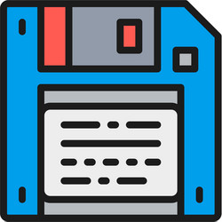 Save diskette floppy disc flat color line vector