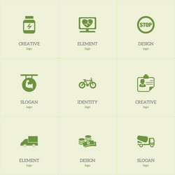 set of 9 editable complex icons includes symbols vector image