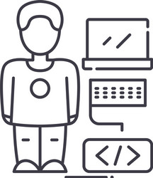 Software developer icon linear isolated vector