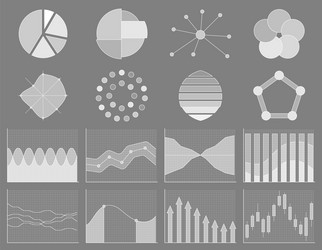 business chart collection set of graphs data vector image