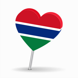 gambian flag heart-shaped map pointer layout vector image