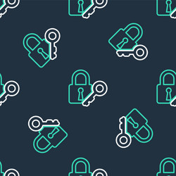 line lock and key icon isolated seamless pattern vector image