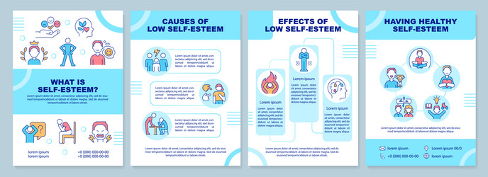 self esteem blue brochure template vector