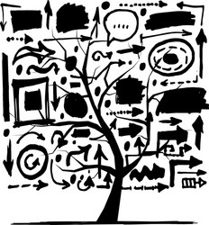 tree with arrows sketch for your design vector image