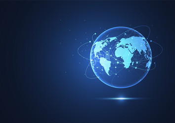 global network connection world map point vector image