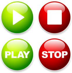 play stop buttons with symbols and texts vector image