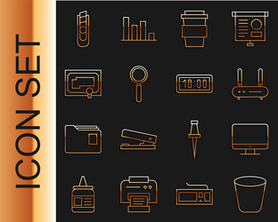 set line trash can computer monitor screen vector image