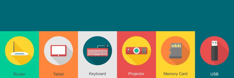 a set of 6 computer and hardware icons as router vector image