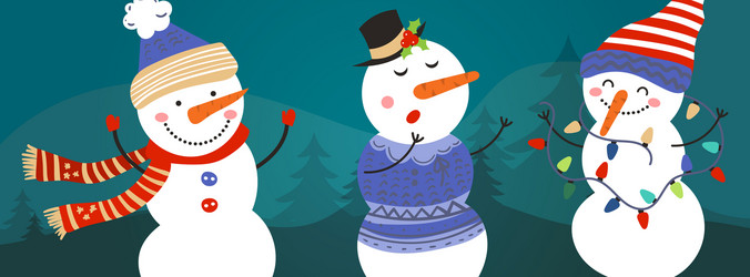 Winter Holiday Snowmen Banner Vector Image