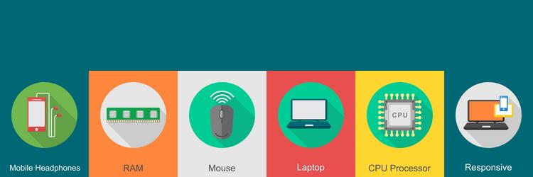 a set of 6 computer and hardware icons as mobile vector image