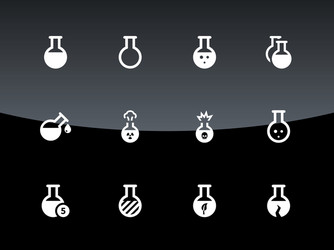 laboratory bulb icons on black background vector