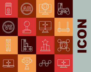 set line computer monitor share router and wi-fi vector image