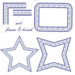 set of art frames and design elements in the style vector image