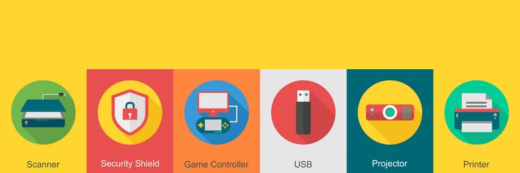 a set of 6 computer and hardware icons as snanner vector image