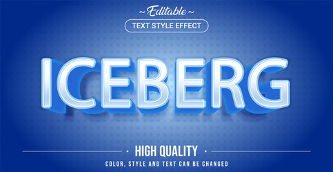 Editable text style effect - iceberg theme vector