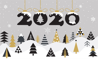 Happy New Year 2020 Winter Card Vector Image