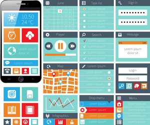 Modern UI Flat Web Elements Collection vector image