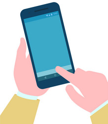 Person holding smartphone in hands cell phone vector