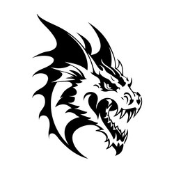Black Dragon Head Icon vector