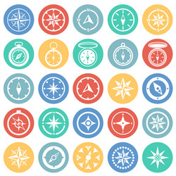 compass icons set on color circles background vector image